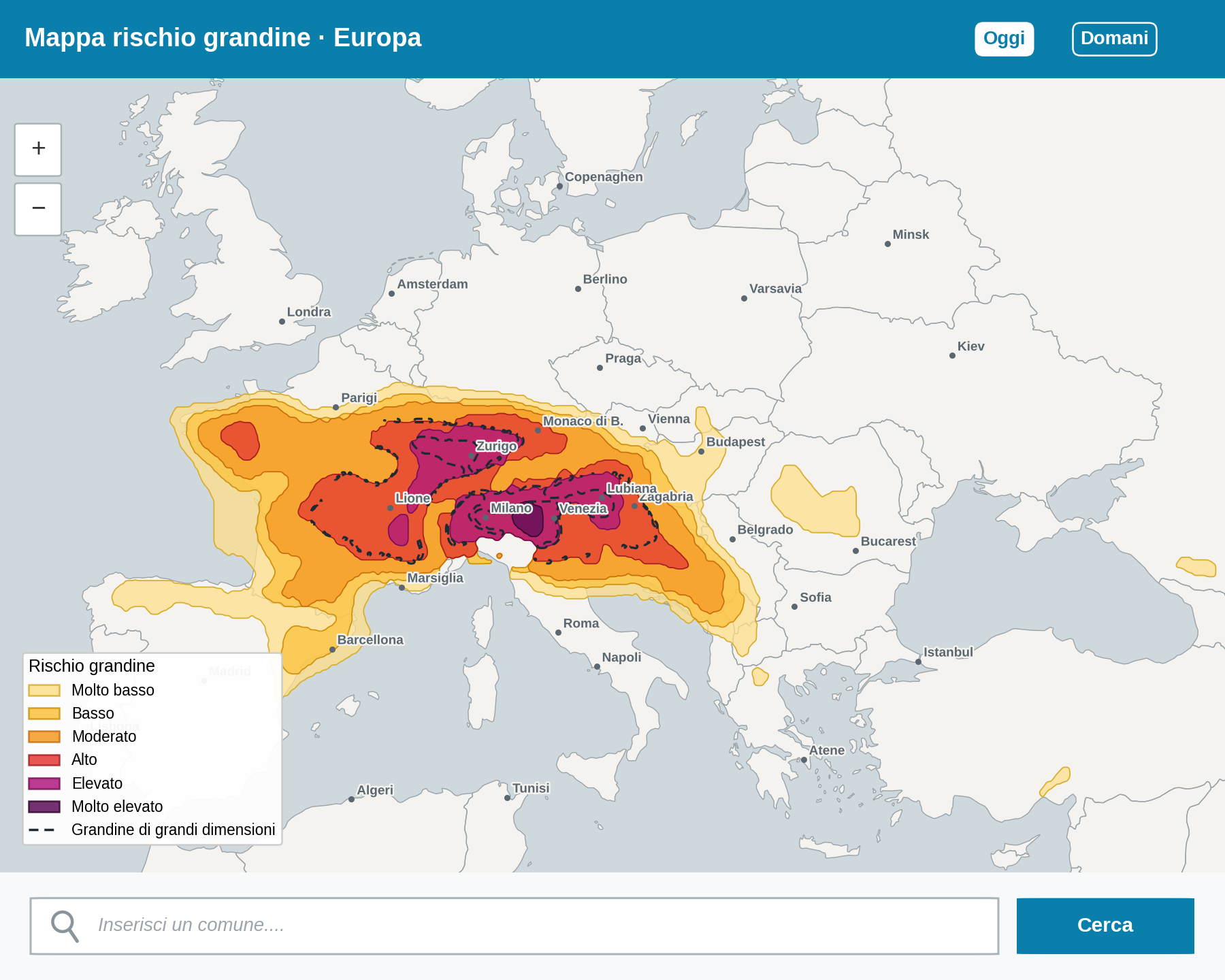 grandine europa