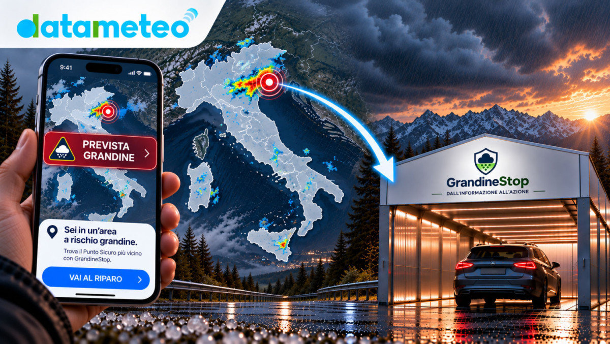 Datameteo e GrandineStop, nasce la partnership: dall'allerta grandine al riparo del veicolo
