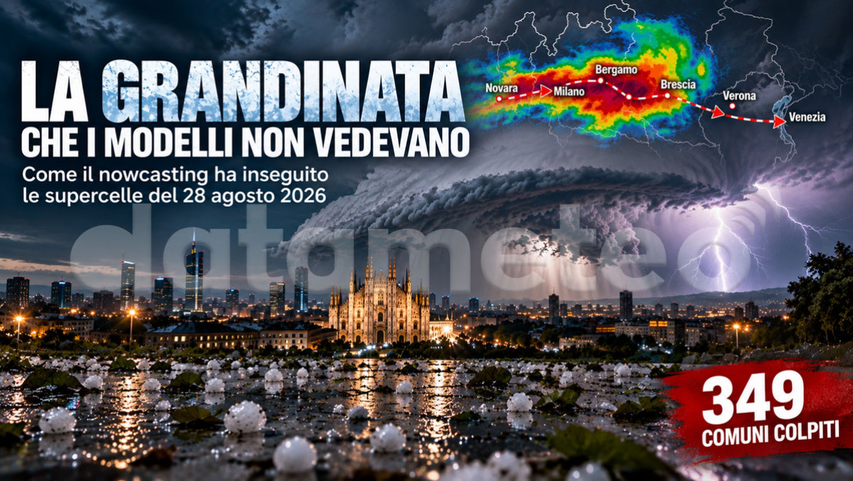 La grandinata che i modelli non vedevano: come il nowcasting Datameteo ha inseguito le supercelle del 28 agosto 2026