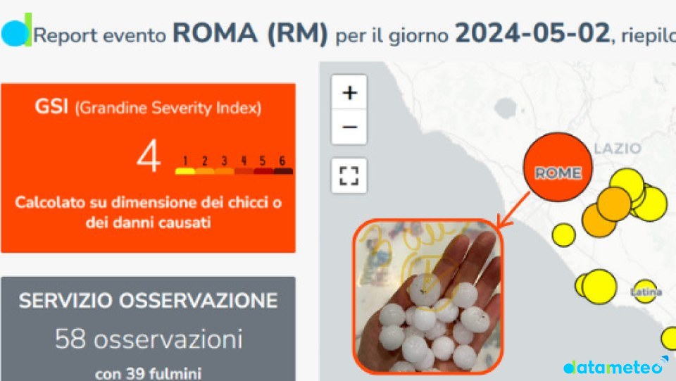 Grandine a Roma il  2 Maggio 2024